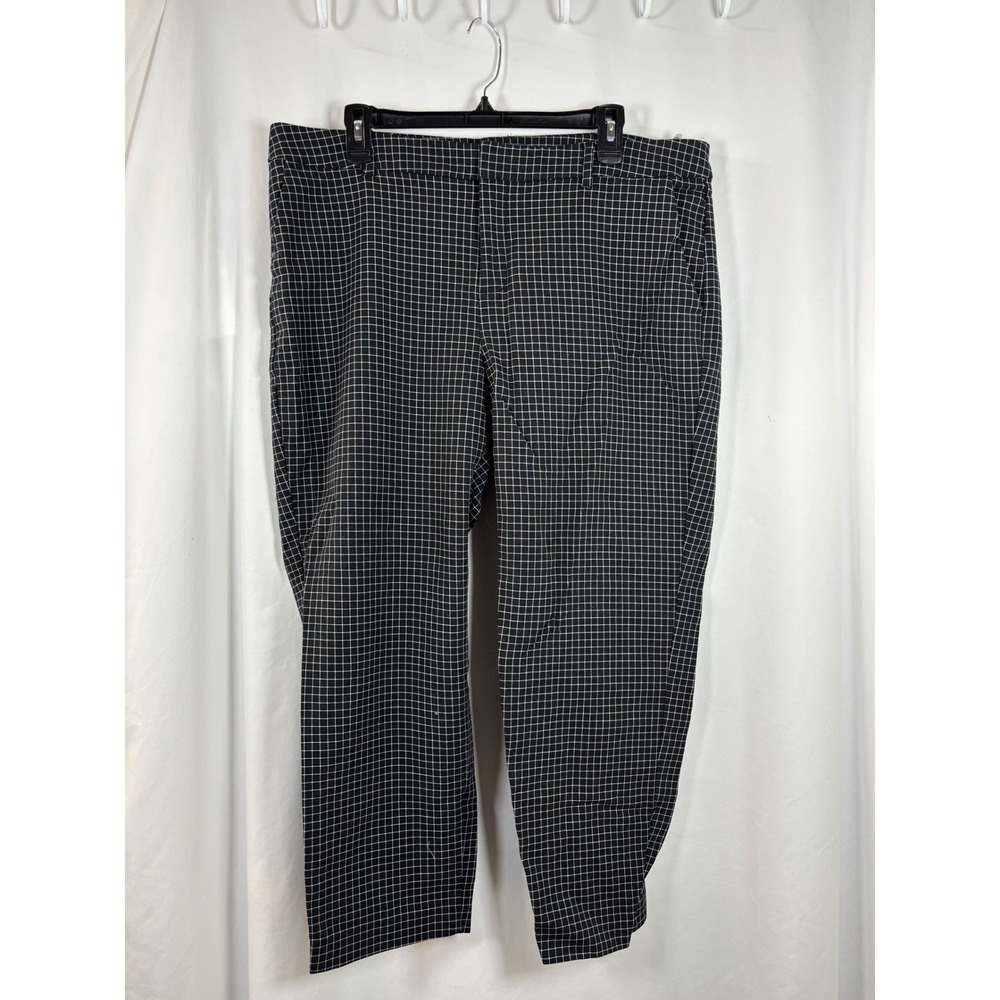 Old Navy Harper Mid-Rise Grid Ankle Pants Womens 16 Regular Black White Trousers